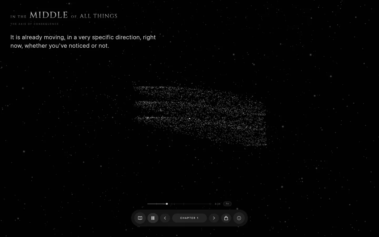 On desktop: particles flowing in parallel channels under a line about direction