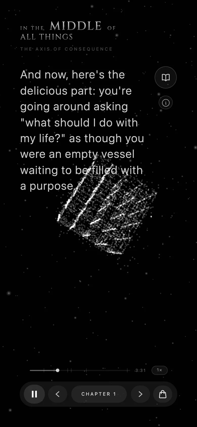 On a phone: a lattice of particles under a line about the empty vessel