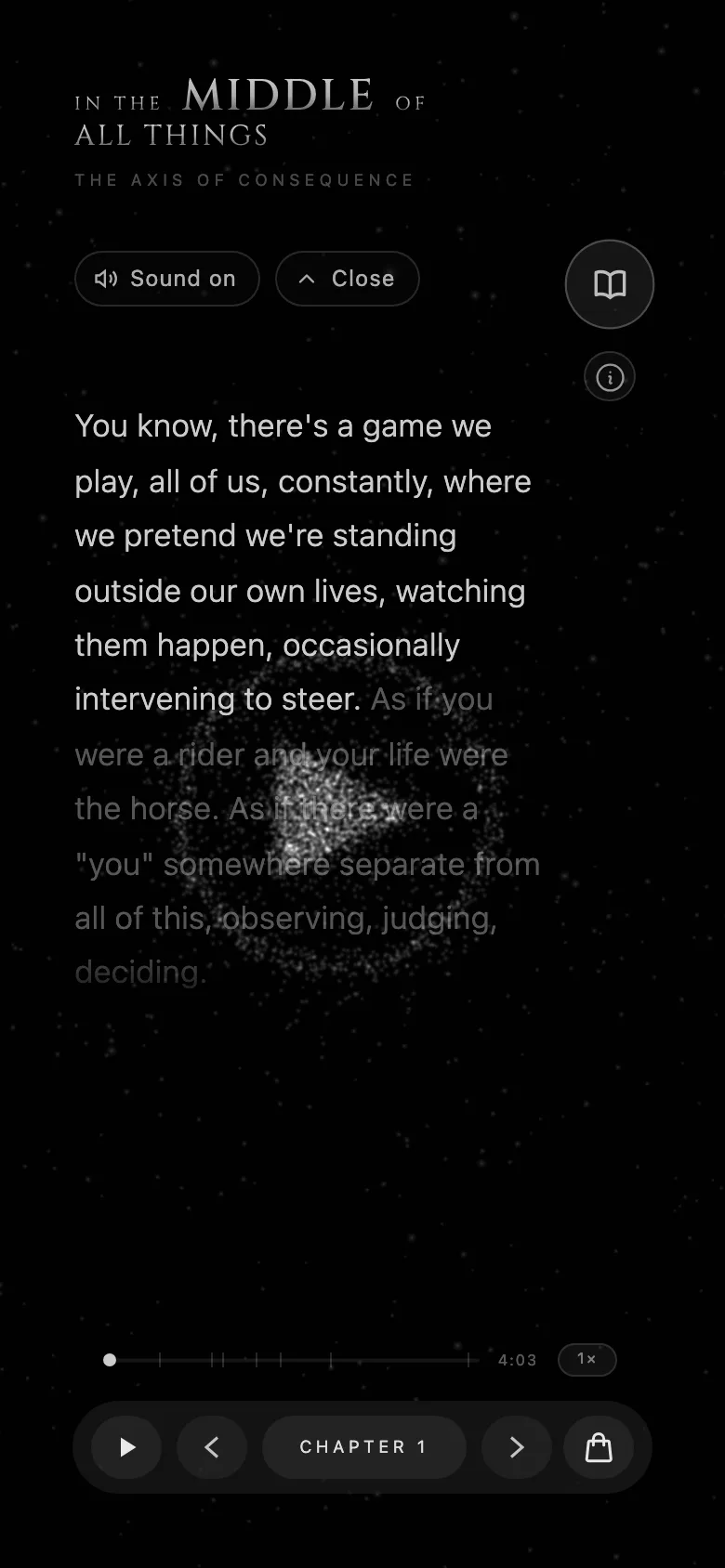 Read-along on a phone, with the symbol still forming behind the text