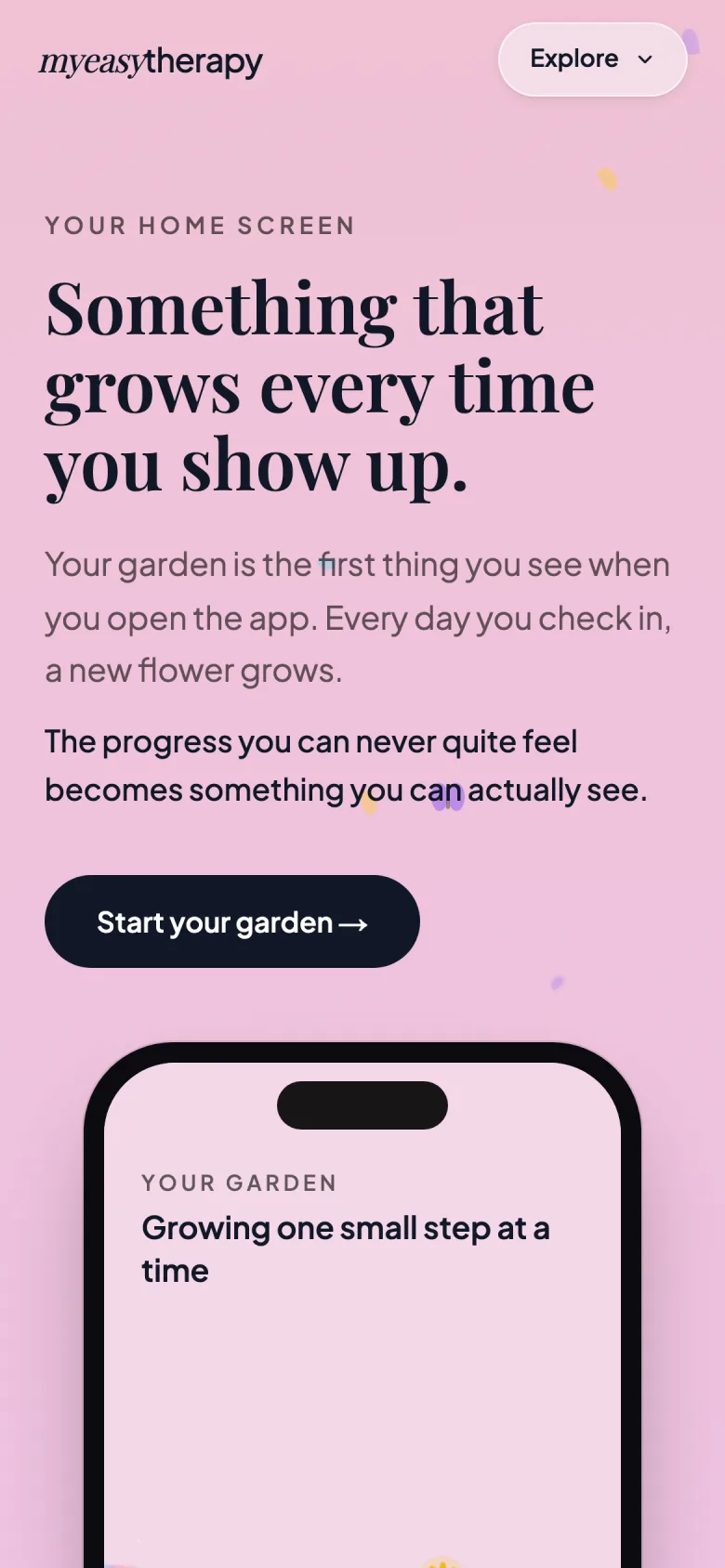 The garden feature page: something that grows every time you show up