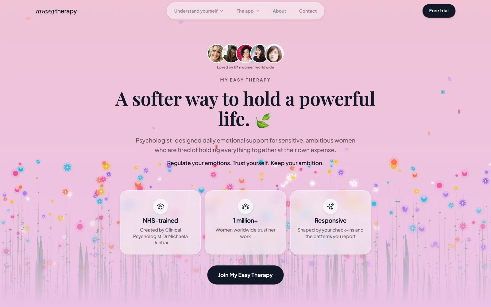 The MyEasyTherapy homepage: a softer way to hold a powerful life